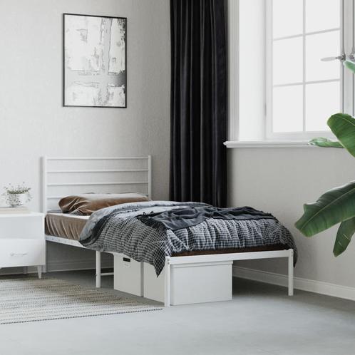 vidaXL Cadre de lit métal avec tête de lit blanc 100x200, Maison & Meubles, Chambre à coucher | Lits, Neuf, Envoi