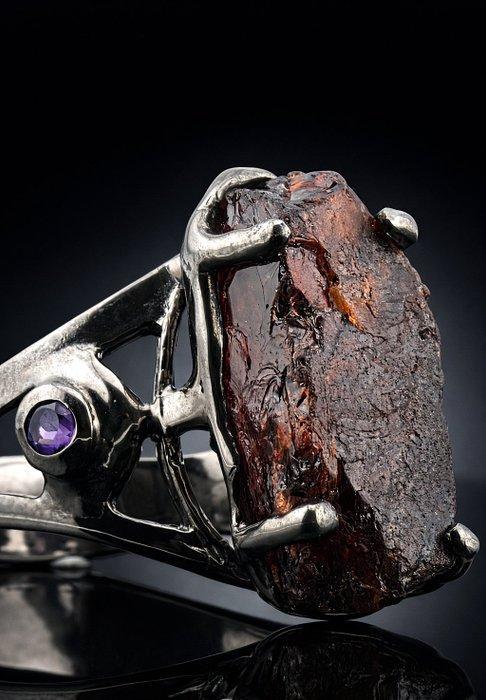 Granaat - Zilver - Ring - Ruwe verklaring, Verzamelen, Mineralen en Fossielen