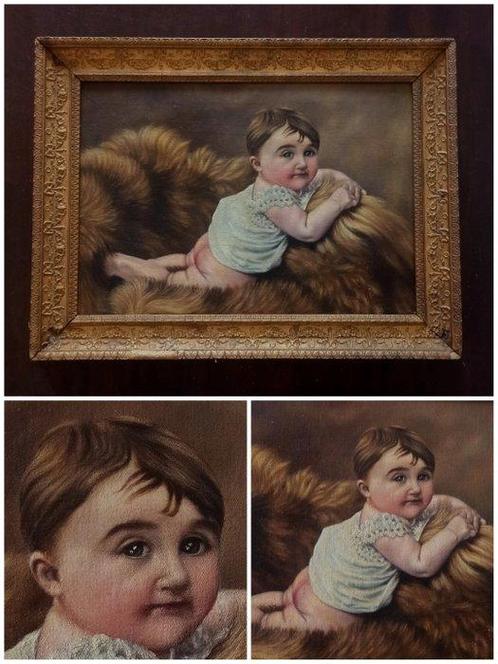 Art Deco - Paneel - Canvas - Portret van een kind, Antiek en Kunst, Kunst | Designobjecten