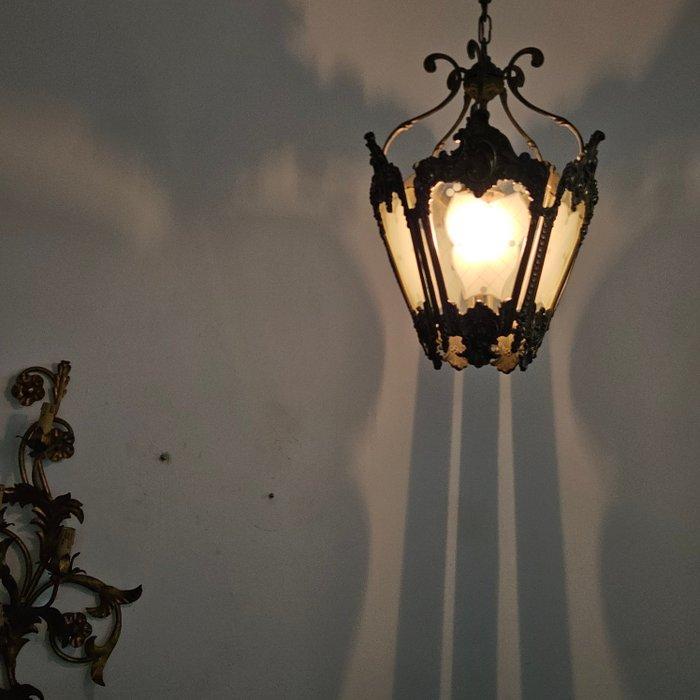 Plafondlamp - Lanterna - Messing, Glas - clausule, Antiek en Kunst, Curiosa en Brocante