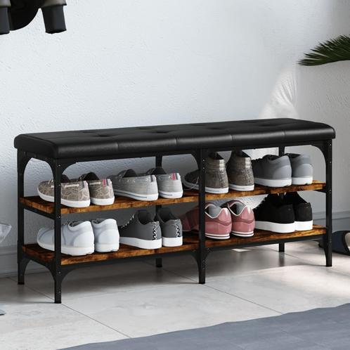 vidaXL Schoenenbank 102x32x47 cm bewerkt hout gerookt, Huis en Inrichting, Overige Huis en Inrichting, Nieuw, Verzenden