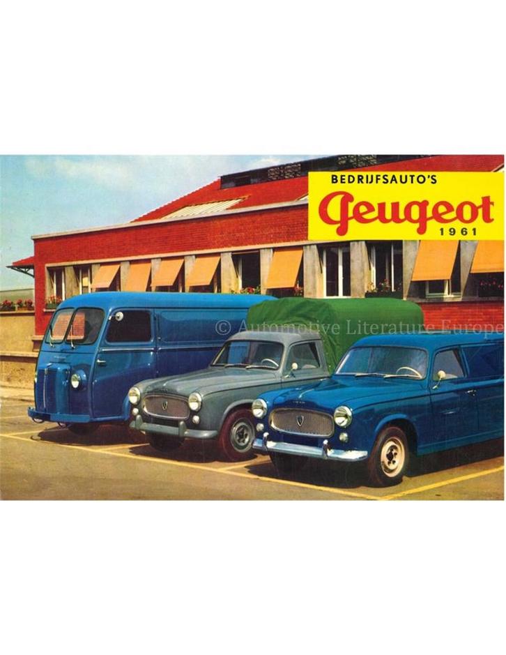 1961 PEUGEOT BEDRIJFSAUTOS PROGRAMMA BROCHURE NEDERLANDS, Boeken, Auto's | Folders en Tijdschriften