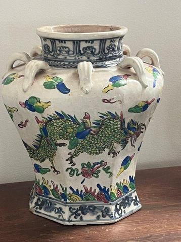 Vietnam Bat Trang Martaban - Bocal - émail multicolore sur