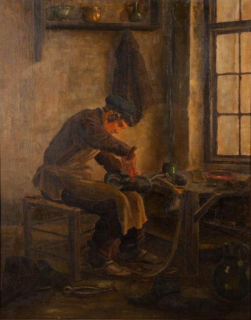 Rik Guybert (XX) - De Schoenmaker, Antiek en Kunst, Kunst | Schilderijen | Klassiek