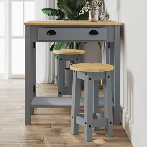 vidaXL Barkrukken 2 st massief grenenhout grijs, Huis en Inrichting, Complete eetkamers, Nieuw, Verzenden