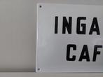 Bol emaille horeca bord met tekst Ingang café - Emaille, Antiek en Kunst