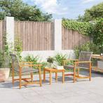 vidaXL 3-delige Bistroset poly rattan en acaciahout grijs, Verzenden, Nieuw