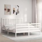 vidaXL Cadre de lit avec tête de lit blanc 160x200 cm, Maison & Meubles, Chambre à coucher | Lits, Neuf, Verzenden