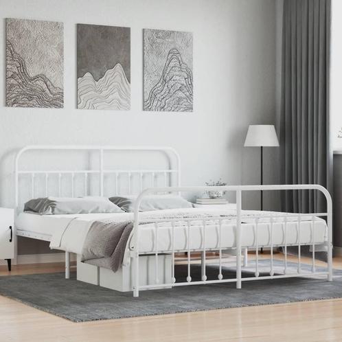 vidaXL Bedframe met hoofd- en voeteneinde metaal wit 180x200, Huis en Inrichting, Slaapkamer | Bedden, Nieuw, Verzenden