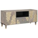 vidaXL TV Kast met lade Grijs 105 x 33 x 46 cm Massief Mango, Huis en Inrichting, Verzenden, Nieuw