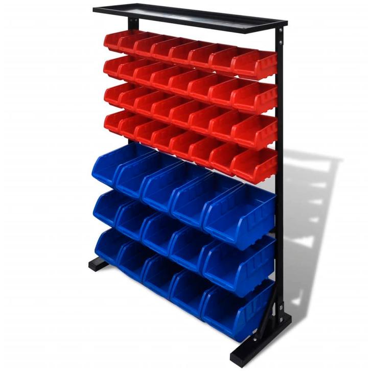 vidaXL Garage opbergrek (Blauw en Rood), Doe-het-zelf en Bouw, Gereedschapskisten, Nieuw, Verzenden