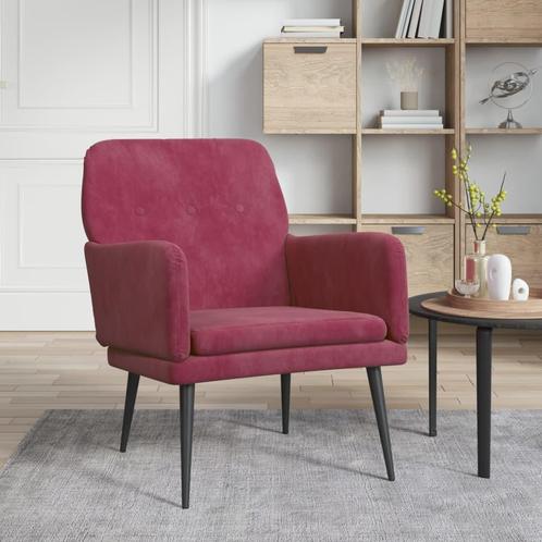 vidaXL Fauteuil Rouge bordeaux 62x79x79 cm Velours, Maison & Meubles, Fauteuils, Neuf, Envoi