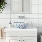 vidaXL Opzetwasbak rond 41x14 cm keramiek wit en blauw, Doe-het-zelf en Bouw, Verzenden, Nieuw