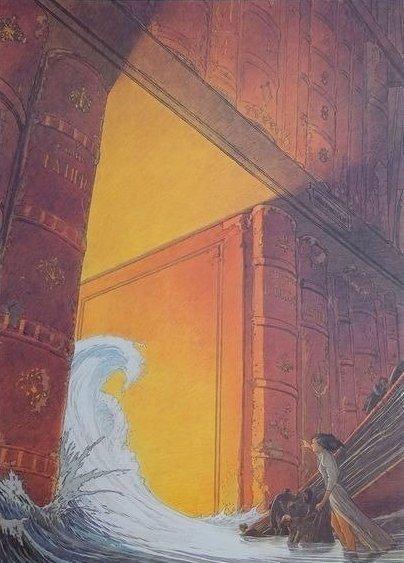 Schuiten, François - 1 Offset Print - La Cité des Livres -, Boeken, Strips | Comics