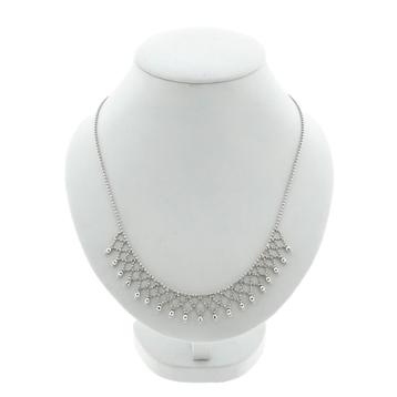 18 Krt. Witgouden bolletjes schakel collier | 43,5 cm beschikbaar voor biedingen