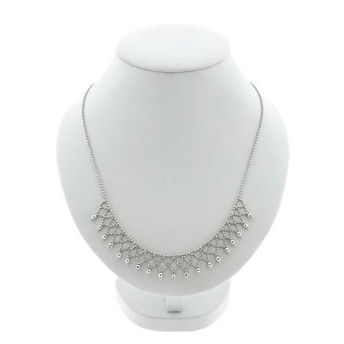 18 Krt. Witgouden bolletjes schakel collier | 43,5 cm, Handtassen en Accessoires, Kettingen, Overige kleuren, Gebruikt, Goud, Ophalen of Verzenden
