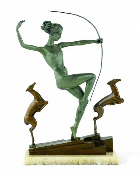 Marcel André Bouraine (1886-1948) - after - sculptuur, Diana, Antiquités & Art, Curiosités & Brocante