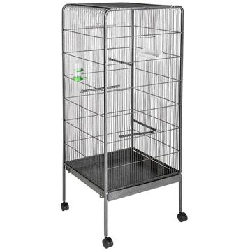 tectake Grote vogelkooi, volière, antraciet 146cm hoog - ant