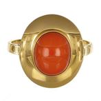Ring - 18 karaat Geel goud Koraal, Handtassen en Accessoires, Ringen, Nieuw