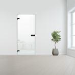 Glazen binnendeur voor opdek kozijn zwart beslag-Linksdraaie, Doe-het-zelf en Bouw, Glas en Ramen, Verzenden, Nieuw