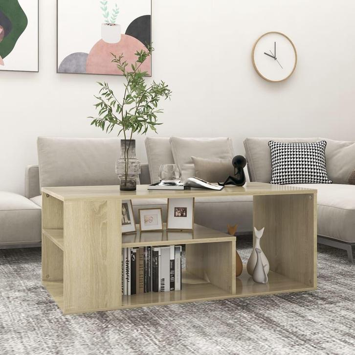 vidaXL Salontafel 100x50x40 cm bewerkt hout sonoma, Huis en Inrichting, Tafels | Salontafels, Nieuw, Verzenden