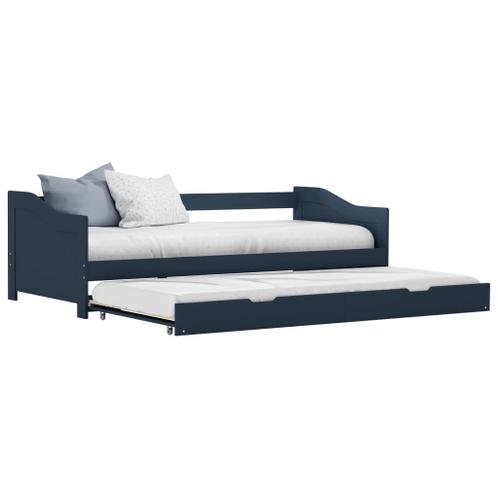 vidaXL Cadre de lit extensible Gris Bois de pin 90x200 cm