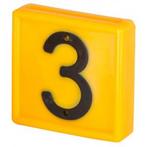 Nummerblok, 1-cijferig, geel om in te schuiven (cijfer 3) -