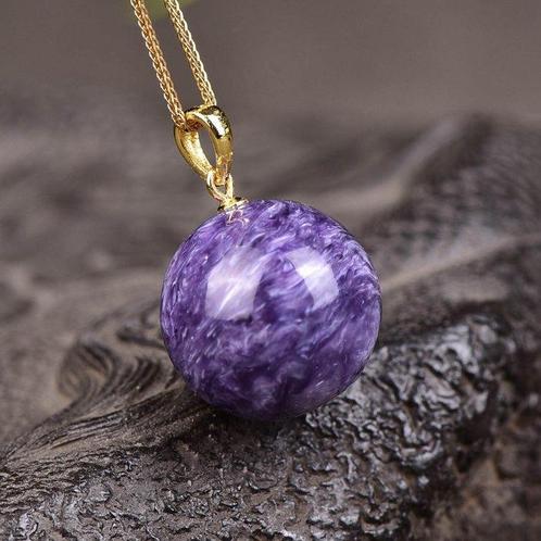 Aucune réserve - Certifié ALGT - Pendentif en Charoïte, Verzamelen, Mineralen en Fossielen