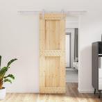 vidaXL Schuifdeur met beslag 70x210 cm massief grenenhout, Doe-het-zelf en Bouw, Deuren en Vliegenramen, Verzenden, Nieuw