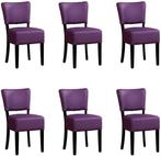 Set van 6 Paarse leren landelijke eetkamerstoelen - Toledo, Huis en Inrichting, Stoelen, Nieuw, Vijf, Zes of meer stoelen, Landelijk