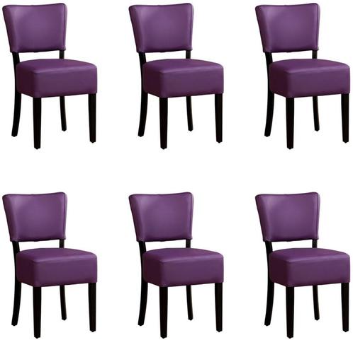 Set van 6 Paarse leren landelijke eetkamerstoelen - Toledo, Maison & Meubles, Chaises, Enlèvement ou Envoi