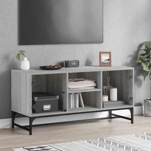 vidaXL Meuble TV avec portes en verre sonoma gris, Maison & Meubles, Armoires | Mobilier de télévision, Neuf, Envoi