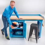 Datona Werkbank PRO 150 cm met werkplaatskast - blauw -, Doe-het-zelf en Bouw, Werkbanken, Ophalen of Verzenden, Nieuw