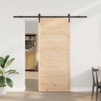 vidaXL Schuifdeur Bruin 90 x 208 cm Massief grenenhout, Doe-het-zelf en Bouw, Deuren en Vliegenramen, Verzenden, Nieuw