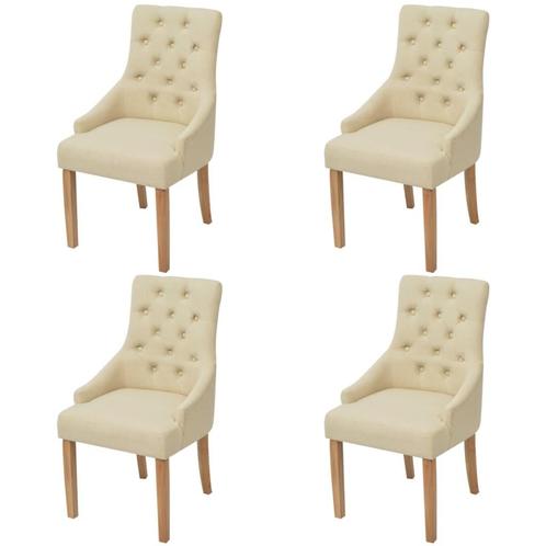 vidaXL Eetkamerstoelen 4 st stof crèmekleurig, Huis en Inrichting, Stoelen, Nieuw, Verzenden