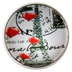 Fako Bijoux® - Click Button - Glas - Eiffeltoren Hearts, Nieuw, Verzenden