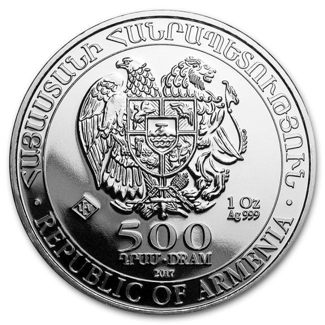 Armenië. 500 Dram 1 oz Armenia 500 Drams Ark Noah Silver, Timbres & Monnaies, Métaux nobles & Lingots