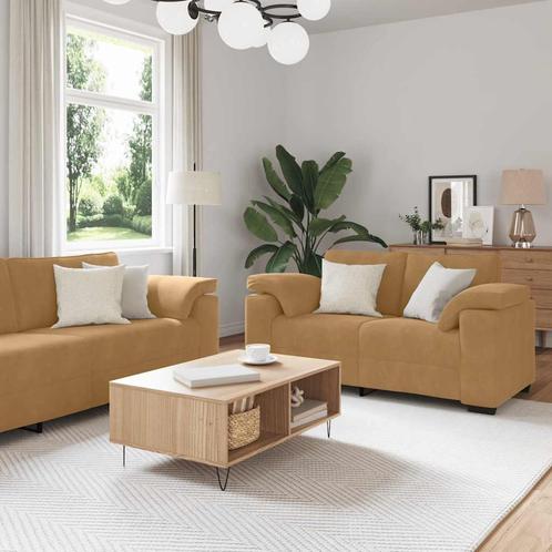 vidaXL 3-delige Loungeset met kussens fluweel bruin, Huis en Inrichting, Zetels | Zetels, Nieuw, Verzenden