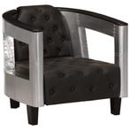 vidaXL Fauteuil luchtvaartstijl echt leer zwart, Verzenden, Nieuw