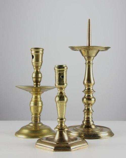 Kandelaar (3) - Brons, Messing - Kandelaar, Antiek en Kunst, Antiek | Overige Antiek