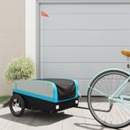 vidaXL Fietstrailer 45 kg ijzer zwart en blauw, Fietsen en Brommers, Fietsaccessoires | Aanhangwagens en Karren, Verzenden, Nieuw