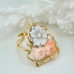 Corail - Argent, Plaqué or - Bague - Corail rose et camée, Antiek en Kunst