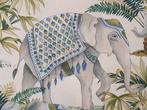 Tissu exclusif avec des éléphants indiens - 600x140, Antiquités & Art, Curiosités & Brocante