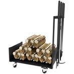 TRUUSK Brandhoutrek met Wielen en Accessoires - 48 x 30 x 76, Verzenden, Nieuw