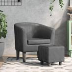 vidaXL Kuipstoel met voetenbankje kunstleer grijs, Huis en Inrichting, Fauteuils, Verzenden, Nieuw