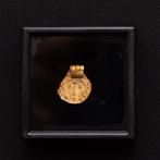 Oud-Romeins Goud gold circular amulet with cross - 15 mm