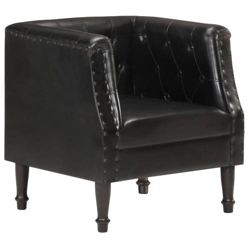 vidaXL Fauteuil Noir Cuir véritable, Maison & Meubles, Fauteuils, Neuf, Envoi