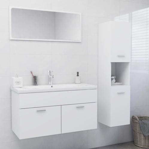 vidaXL Badkamermeubelset bewerkt hout wit, Huis en Inrichting, Badkamer | Badkamermeubels, Nieuw, Verzenden