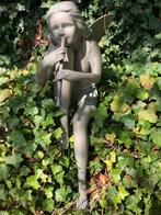 Statue, Elf speelt op fluit - 81 cm - Bronze, Antiek en Kunst