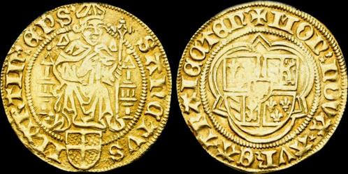 St Maartensgoudgulden 1456-1496ad Netherlands Utrecht Dav..., Timbres & Monnaies, Monnaies | Europe | Monnaies non-euro, Envoi